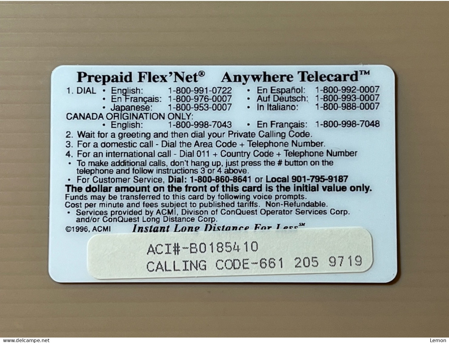 Mint USA UNITED STATES America ACMI Prepaid Telecard Phonecard,Endangered Species Series- Bald Eagle $20(Mintage1500) - Autres & Non Classés