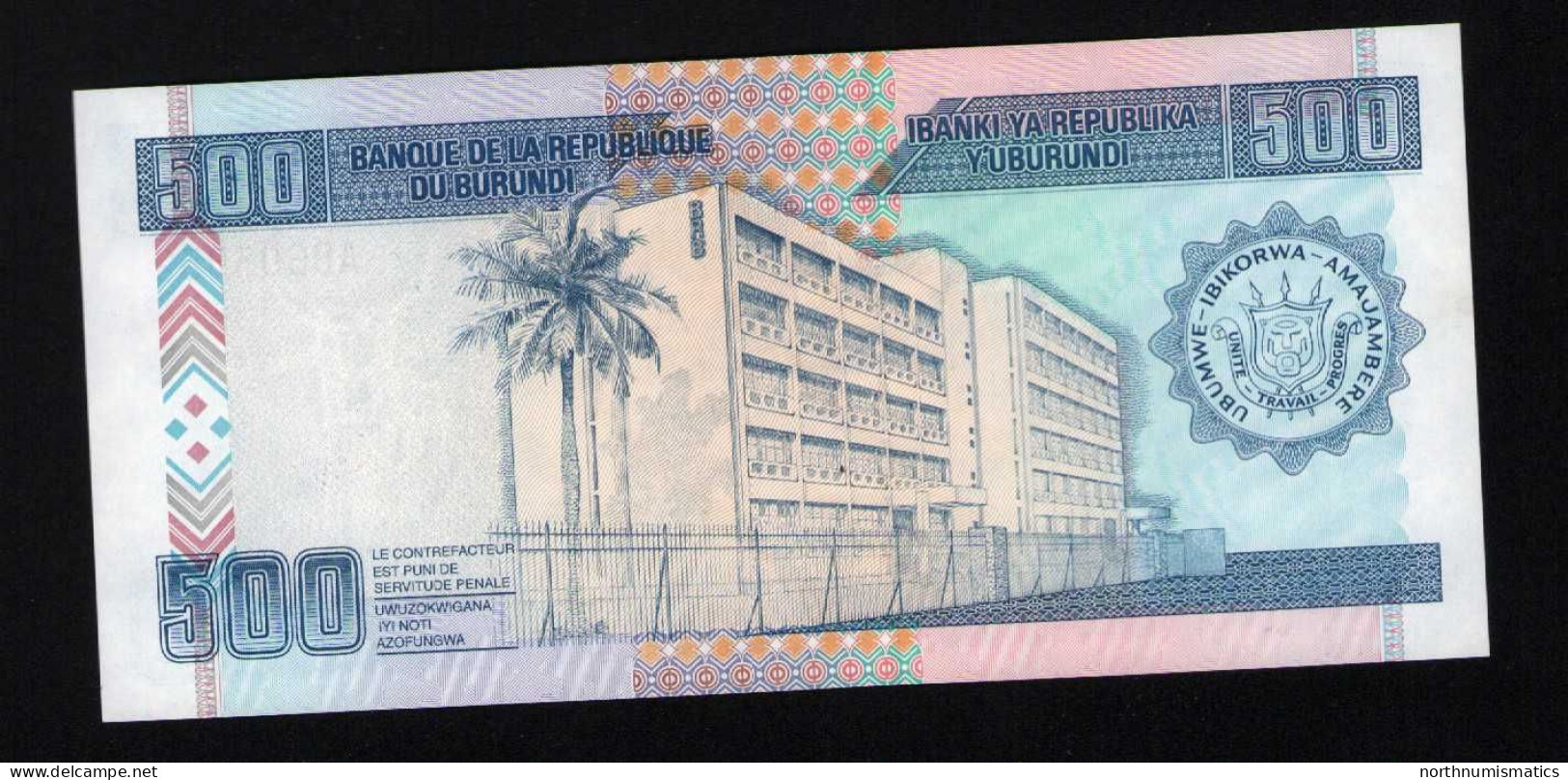 Burundi 500 Francs 01-05-1997 Unc - Burundi