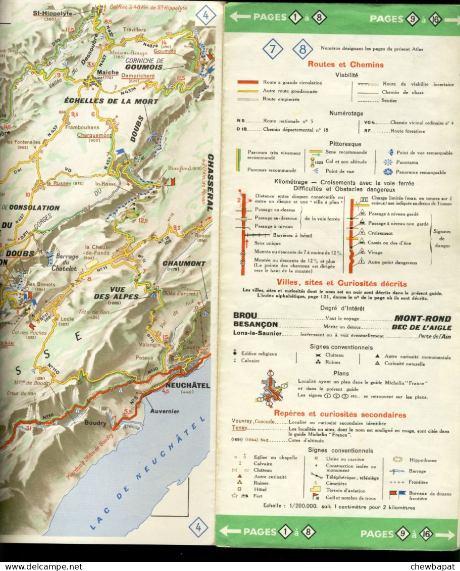 Atlas Touristique Du Jura N° 141 Au 200000ème - Format 25,5 X 11,5 Cm - 16 Pages - Cartes Routières