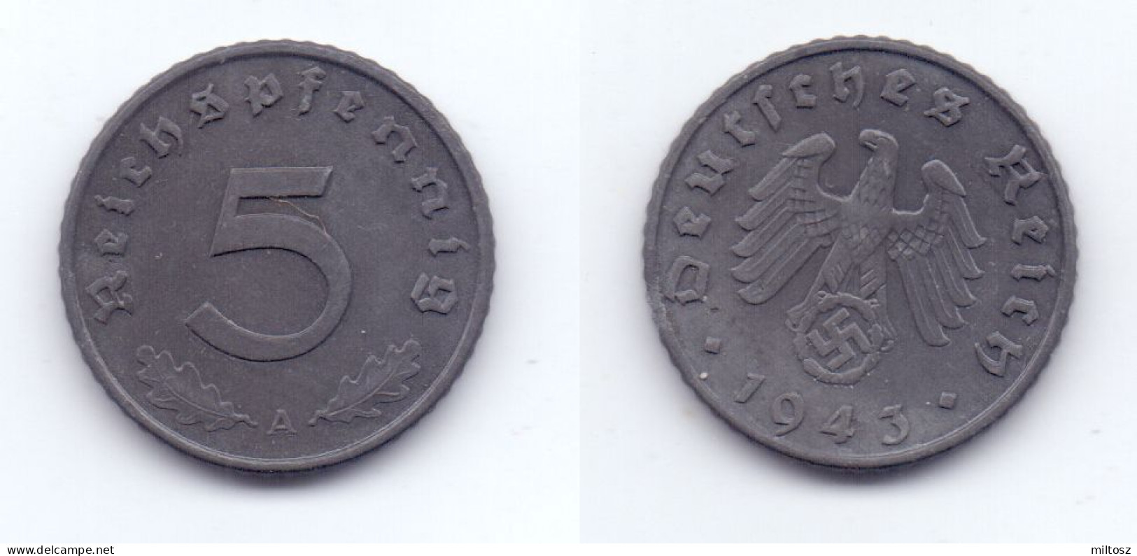 Germany 5 Reichspfennig 1943 A WWII Issue - 5 Reichspfennig