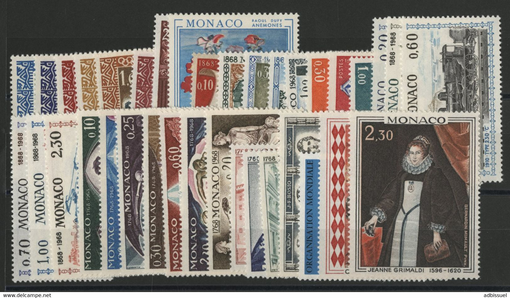 MONACO ANNEE COMPLETE 1968 Vendue à 15 % De La Cote N° 736 à 771 Neufs ** (MNH) 36 Timbres TB - Années Complètes