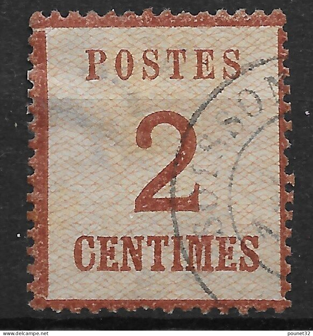 TIMBRE ALSACE LORRAINE N° 2 RARE CACHET FRANCAIS NOIR DE SOISSONS - COTE 250 € - Used Stamps