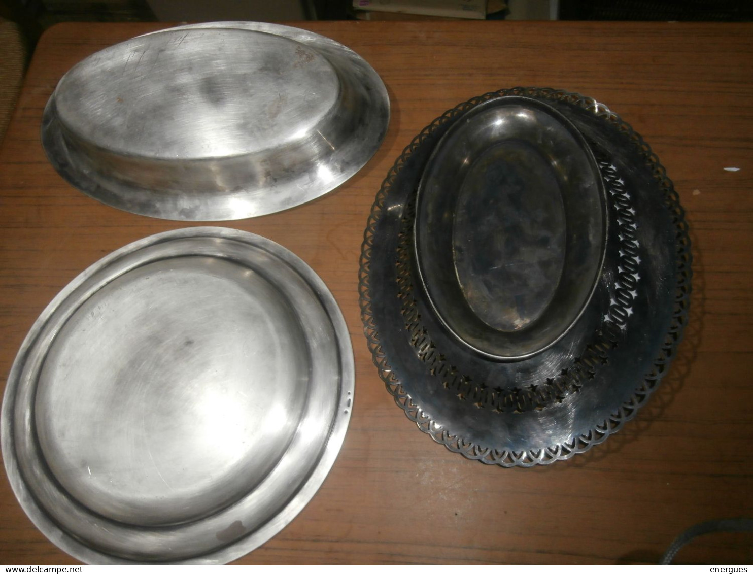 3 Plats, Métal Argenté,1 Rond (diam,29,5), 2 Ovales, Poids Total, 2,300kg - Silverware