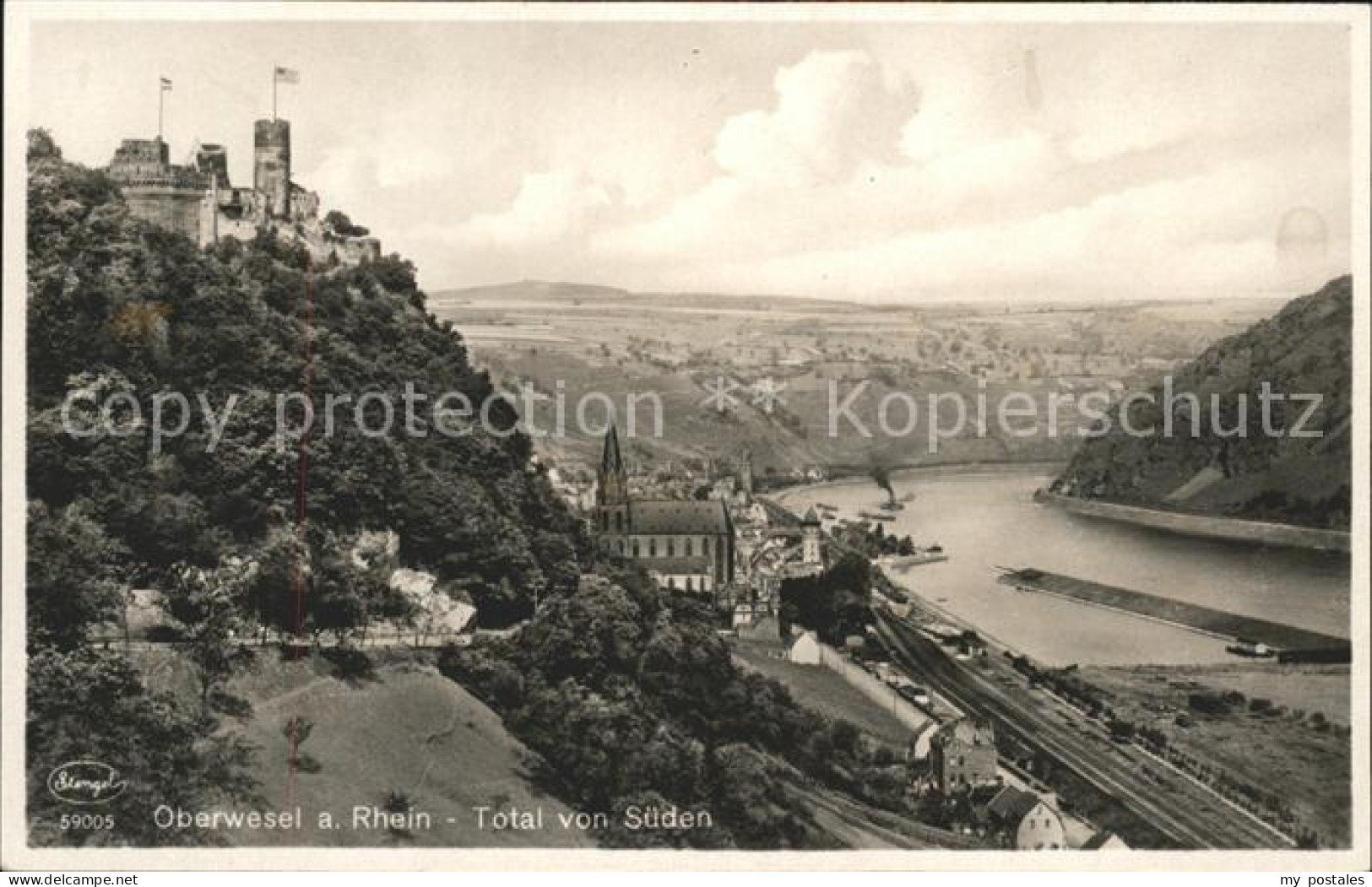 41600865 Oberwesel Rhein Mit Burg Schoenburg Eisenbahn Liebfrauenkirche Oberwese - Oberwesel