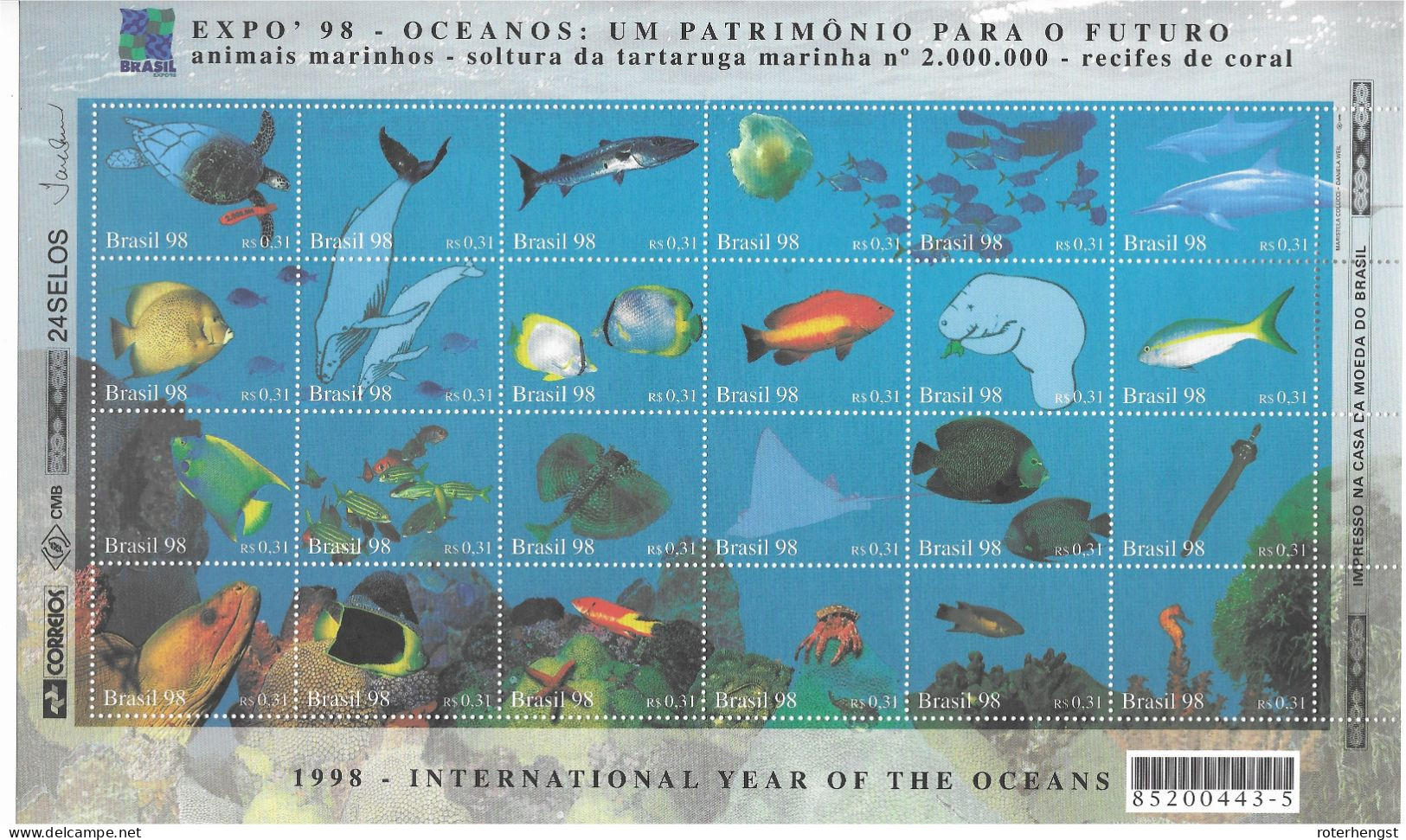 Brazil Mnh **  1999 Good Fish Sheet - Blocks & Kleinbögen