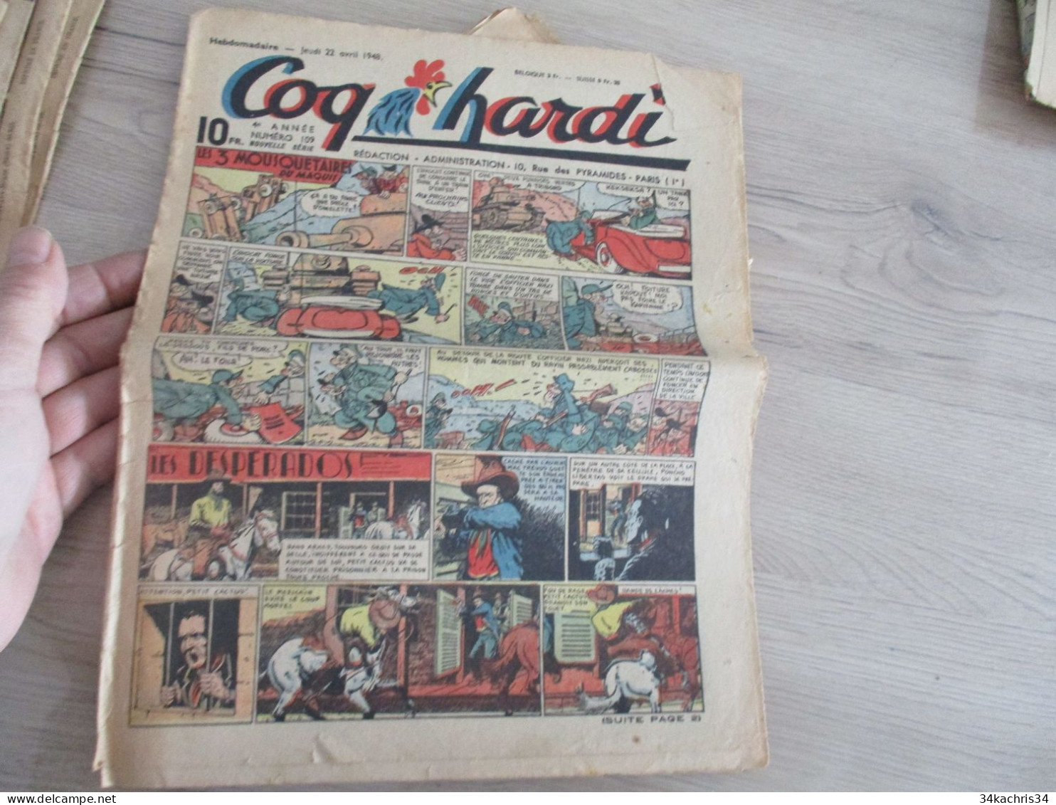 Lot 24  BD journal Coq Hardi états d'usage Années 40