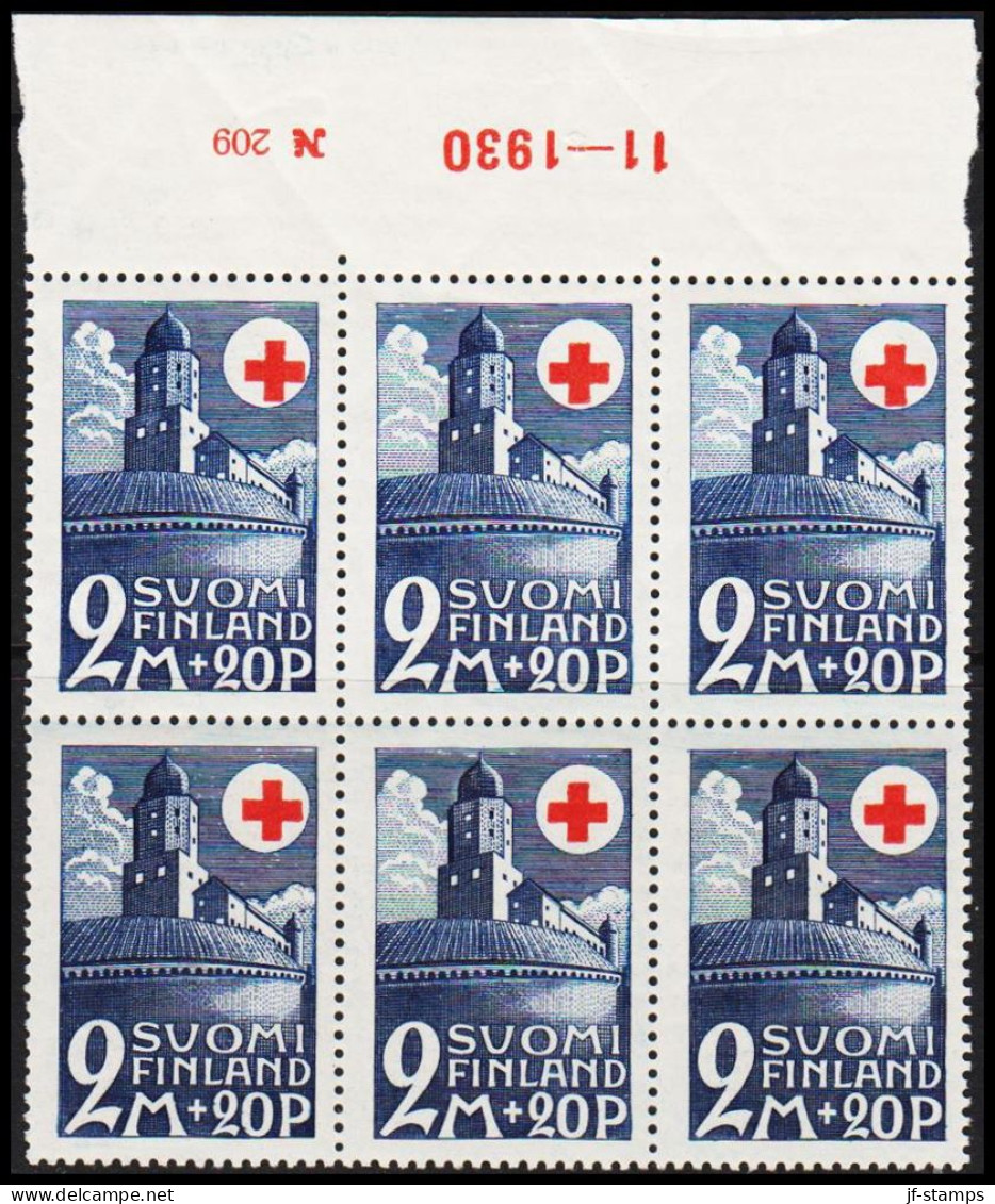 1931. FINLAND.  Red Cross 2 M + 20 P Wiborg Castle In Never Hinged 6-block With Margin With ... (Michel  166) - JF540302 - Ongebruikt