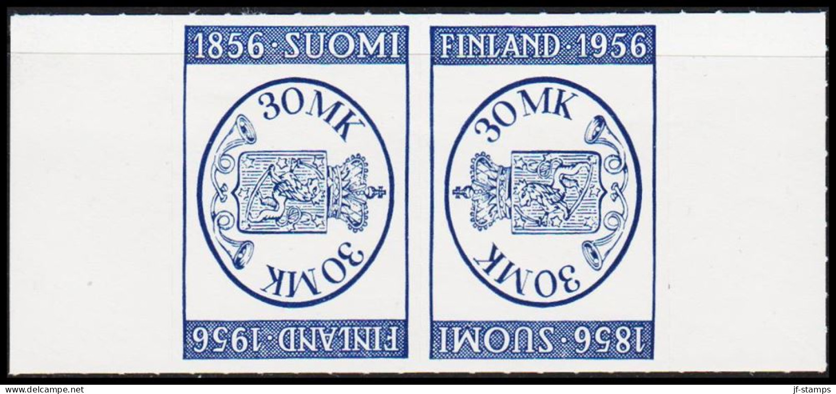 1956. FINLAND. FINLANDIA 56. 30 M. Blue. Tête Bêche Pair. Never Hinged.  (Michel 457K) - JF540308 - Nuovi