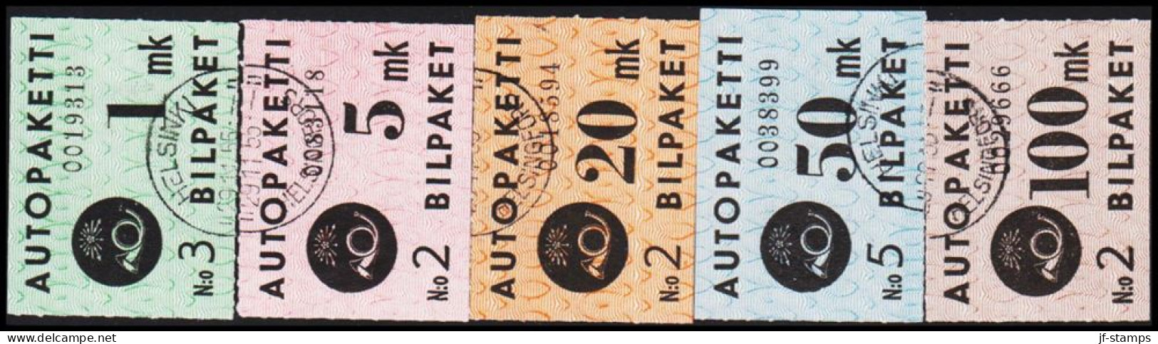 1949-1950. FINLAND. AUTOPAKETTI - BILPAKET. Rose And Triangels.__ Complete Set (5 V.).  (Michel 1-5) - JF540592 - Pakjes Per Postbus