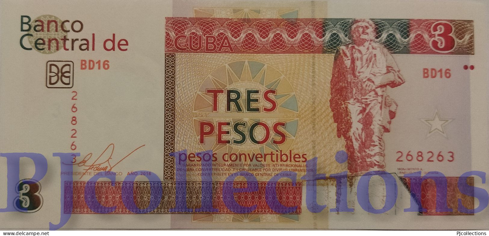 BANCO NACIONAL 3 PESOS 2016 PICK FX47 UNC - Cuba