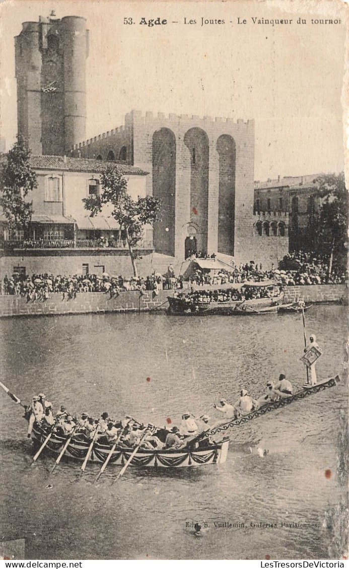 FRANCE - Agde - Les Joutes - Le Vainqueur Du Tournoi - Animé - Carte Postale Ancienne - Agde