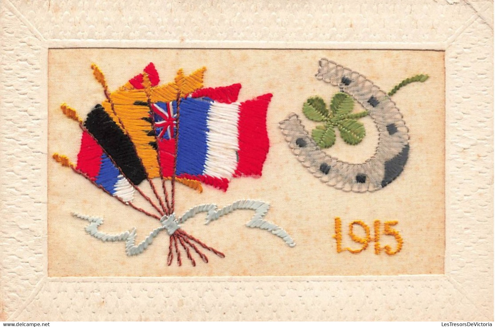 MILITARIA - Guerre Européenne 1914 - 1915 - Drapeau Des Alliés - Chance - Carte Brodée - Carte Postale Ancienne - War 1914-18