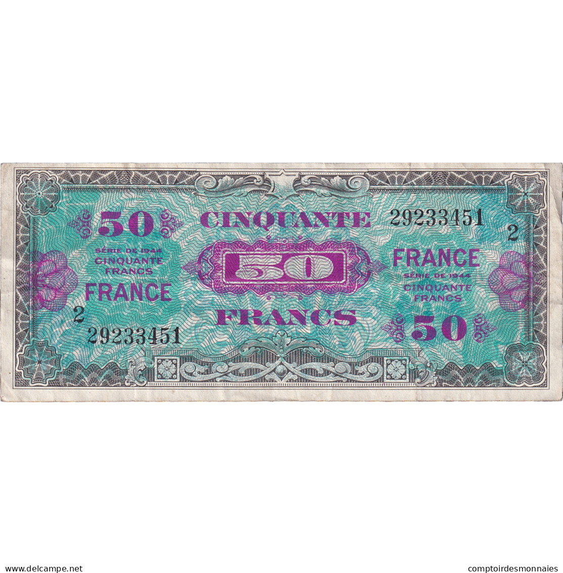 France, 50 Francs, Drapeau/France, 1945, 29233451, TB+, Fayette:VF24.2 - 1945 Verso Francés