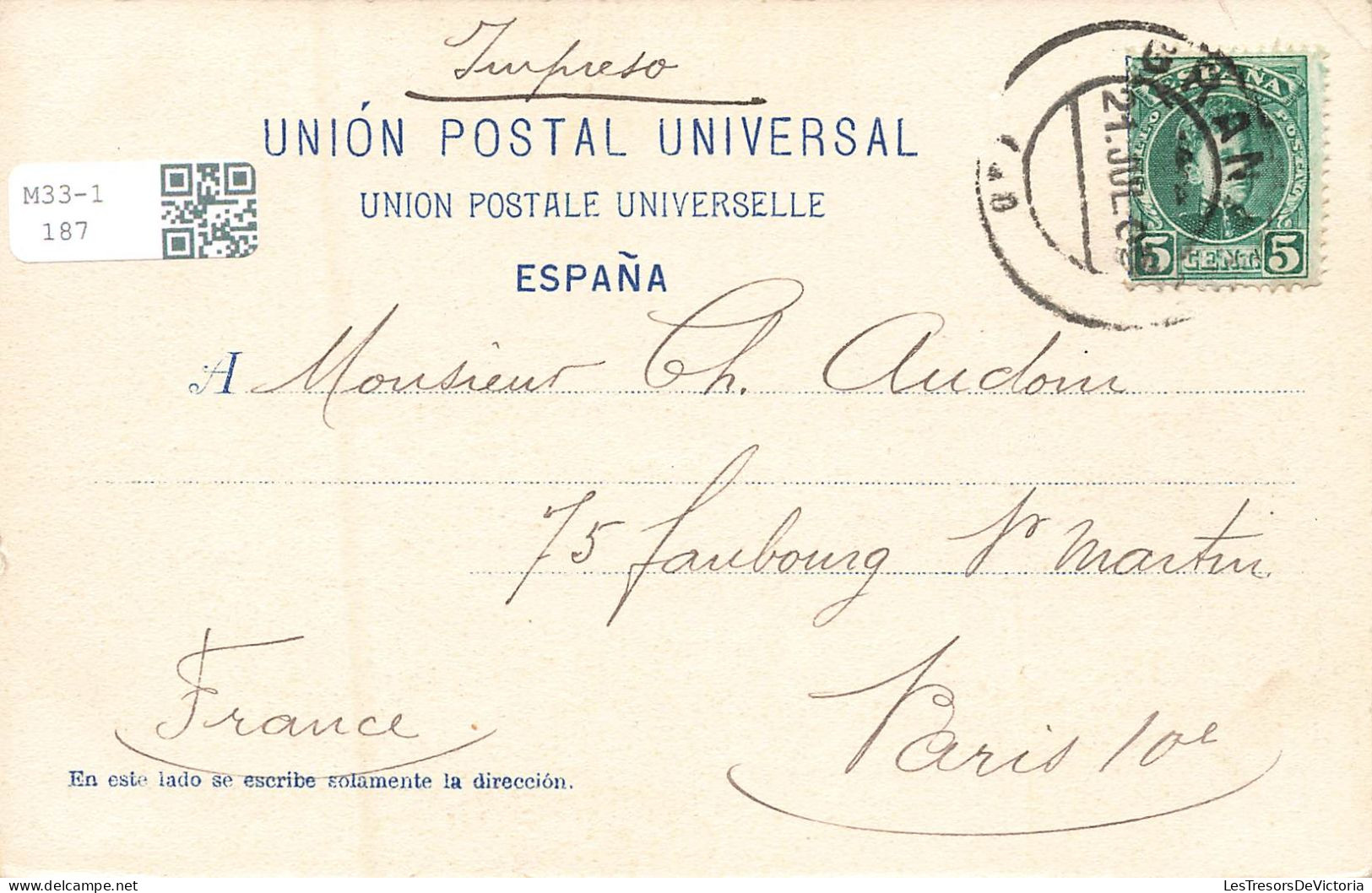 ESPAGNE - Barcelone - Paseo De Colon - Dos Non Divisé - Carte Postale Ancienne - Barcelona