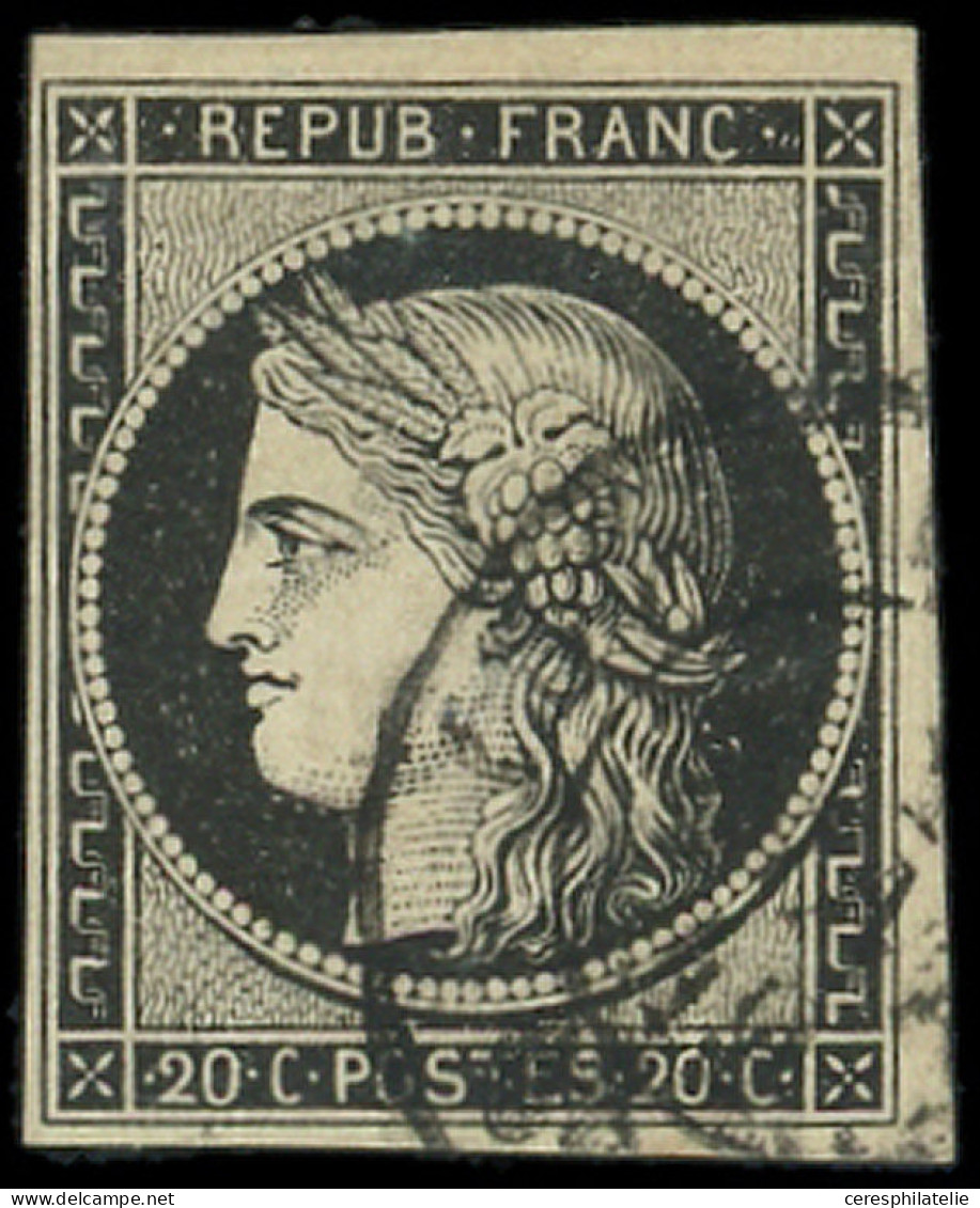 EMISSION DE 1849 - 3a   20c. Noir Sur Blanc, Obl. Càd T15 De JANV 49, TB. C - 1849-1850 Cérès