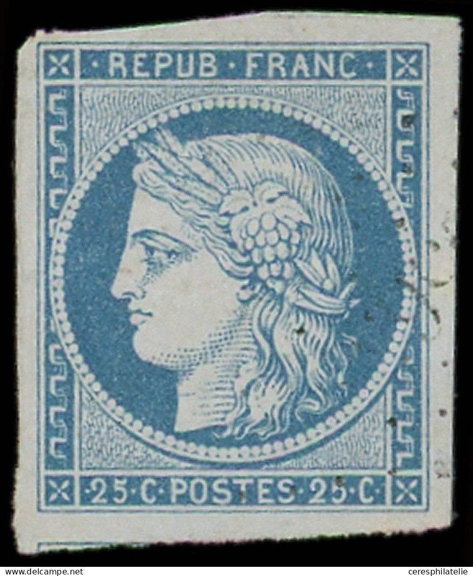 EMISSION DE 1849 - 4f   25c. Bleu Clair, Grandes Marges, Obl. PC Léger, Superbe - 1849-1850 Ceres