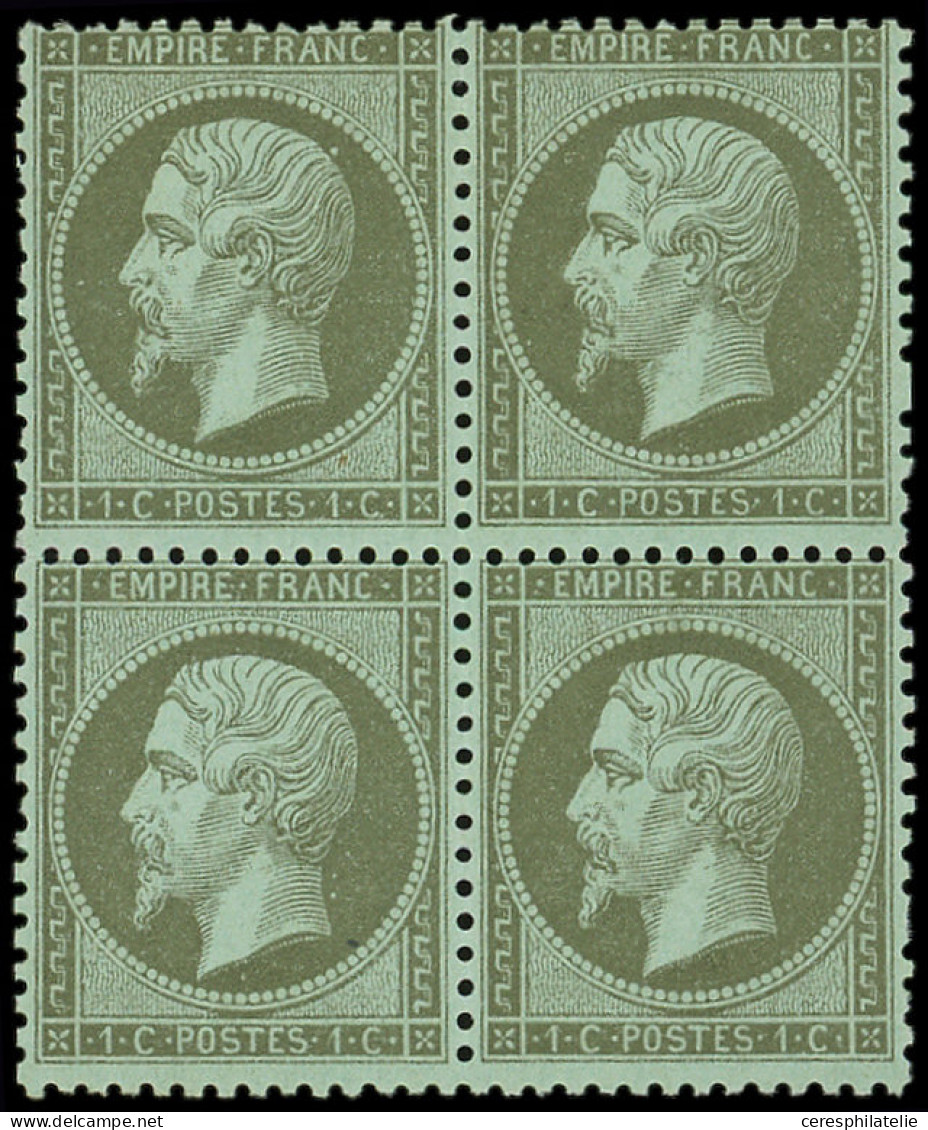 ** EMPIRE DENTELE - 19    1c. Vert-olive, BLOC De 4, TB - 1862 Napoléon III.