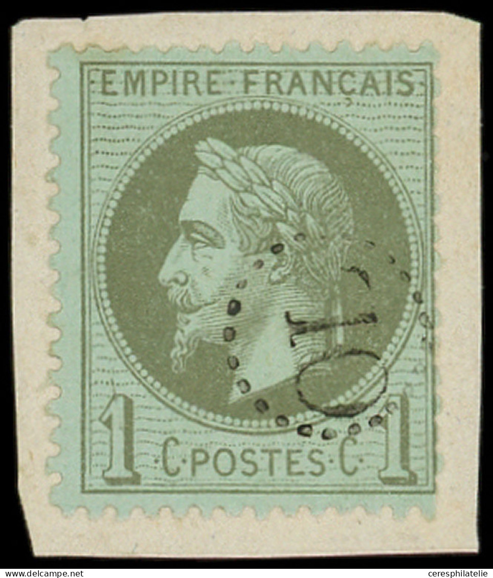 EMPIRE LAURE - 25    1c. Vert-bronze, Obl OL S. Fragt, Dents Rognées, Frappe TB - 1863-1870 Napoléon III. Laure