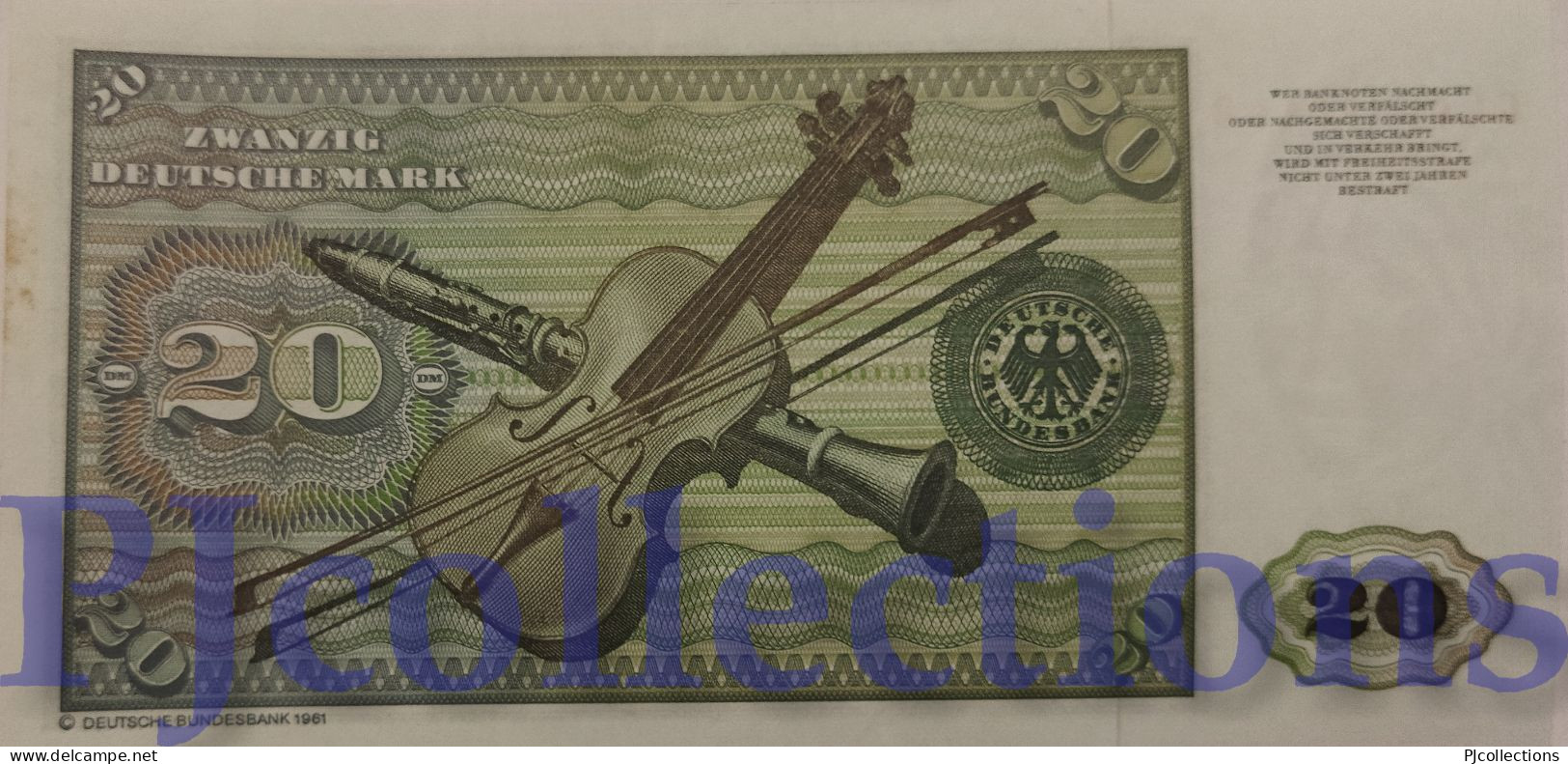 GERMANY FEDERAL REPUBLIC 20 DEUTSCHE MARK 1980 PICK 32d AU/UNC - 20 Deutsche Mark