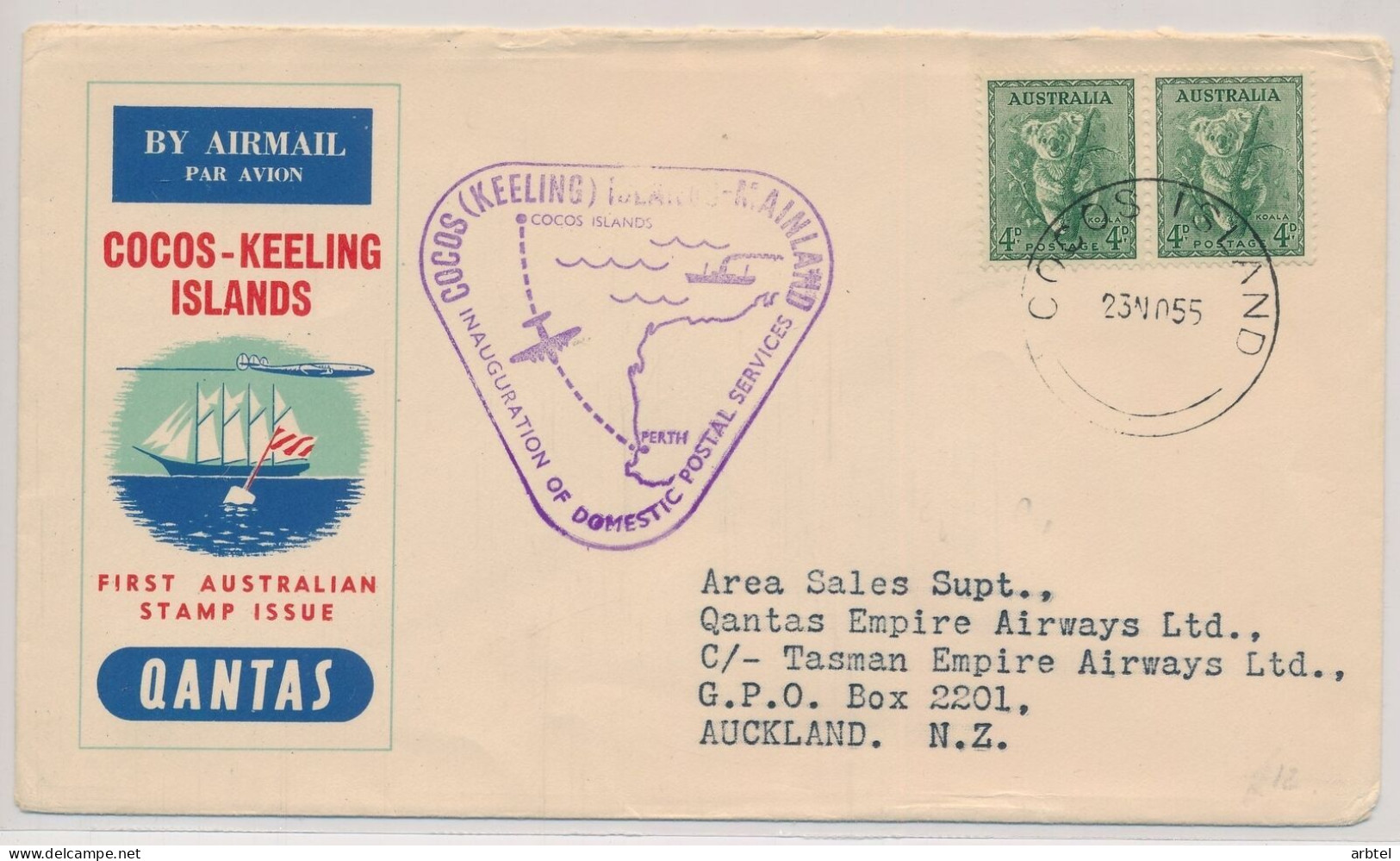 COCOS ISLAND AUSTRALIA KEELING DOMESTIC POSTAL SERVICES CORREO AEREO - Cocos (Keeling) Islands