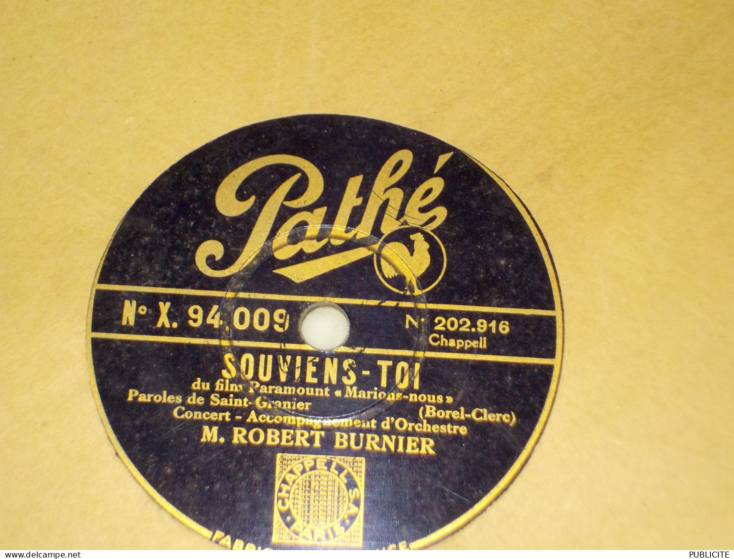 DISQUE VYNIL 78 TOURS  DU FILM MARIONS NOUS DE ROBERT BURNIER 1931 - 78 T - Grammofoonplaten