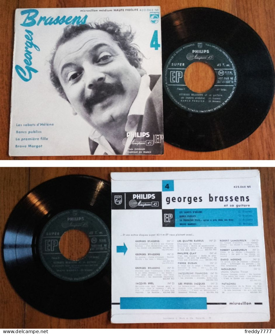 RARE French EP 45t RPM BIEM (7") GEORGES BRASSENS «Les Sabots D'Hélène» +3 (1957) - Collectors