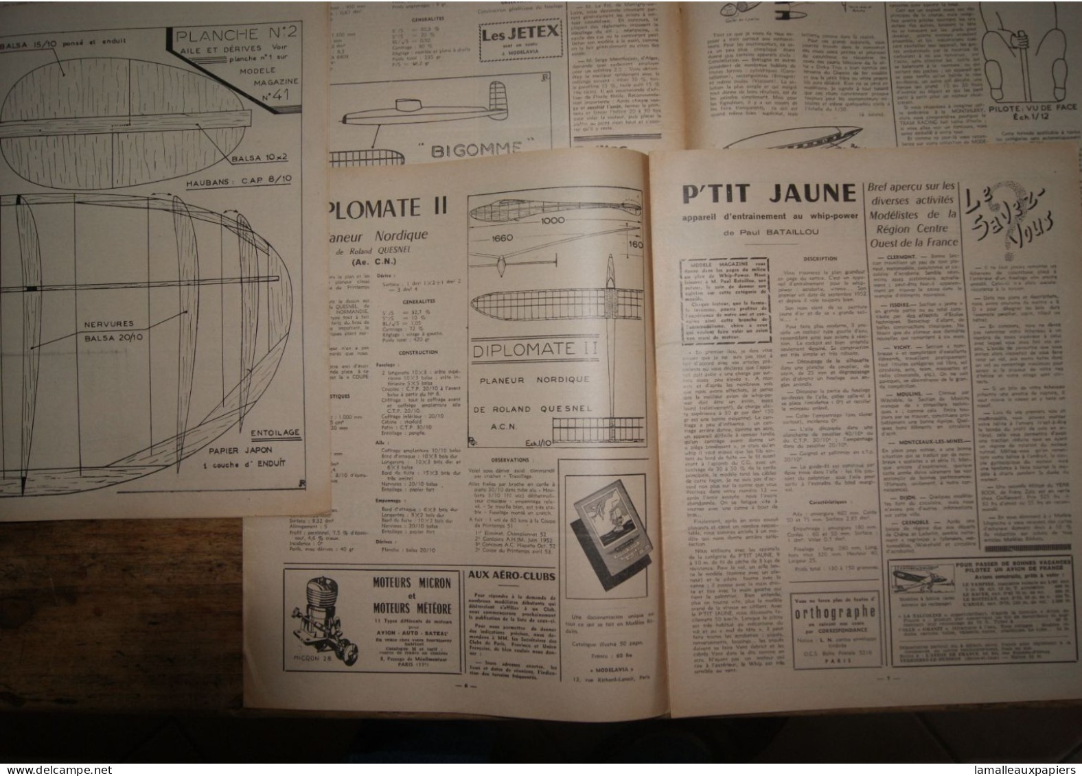 5 Revues Modèle Magazine (aéromodélisme) 1953 - Flugzeuge