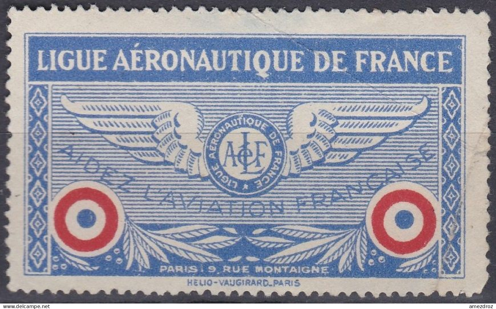 France Errinophilie (*) Ligue Aéronautique De France Second Choix Plis à Droite (K10) - Aviazione