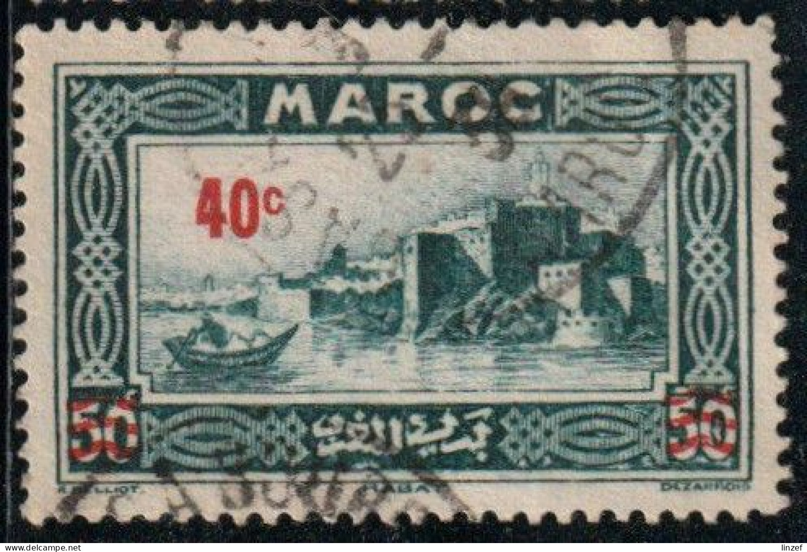 Maroc 1939 Yv. N°162 - 40c S. 50c Vert-bleu Kasbah Des Oudaïas - Oblitéré - Usati