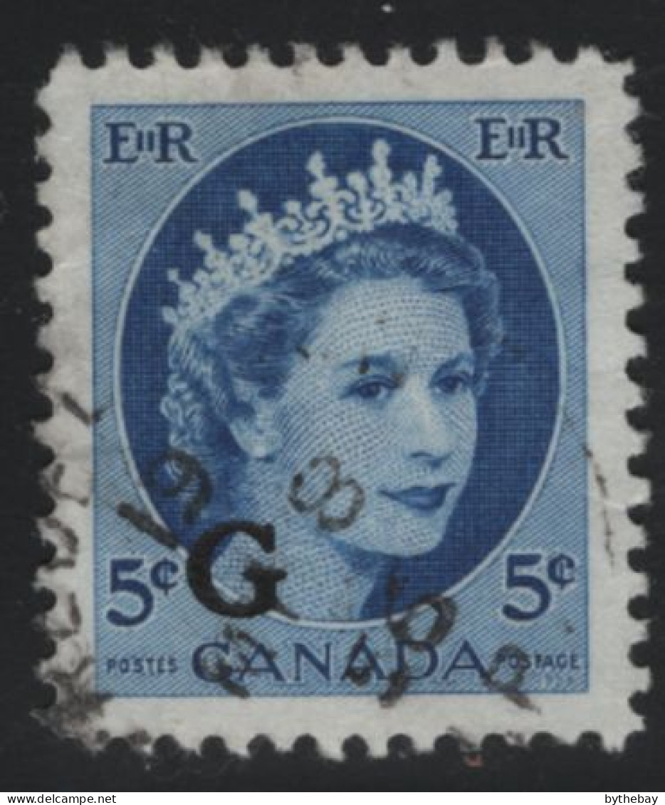 Canada 1955-56 Used Sc O44 5c QEII Wilding G Overprint - Surchargés