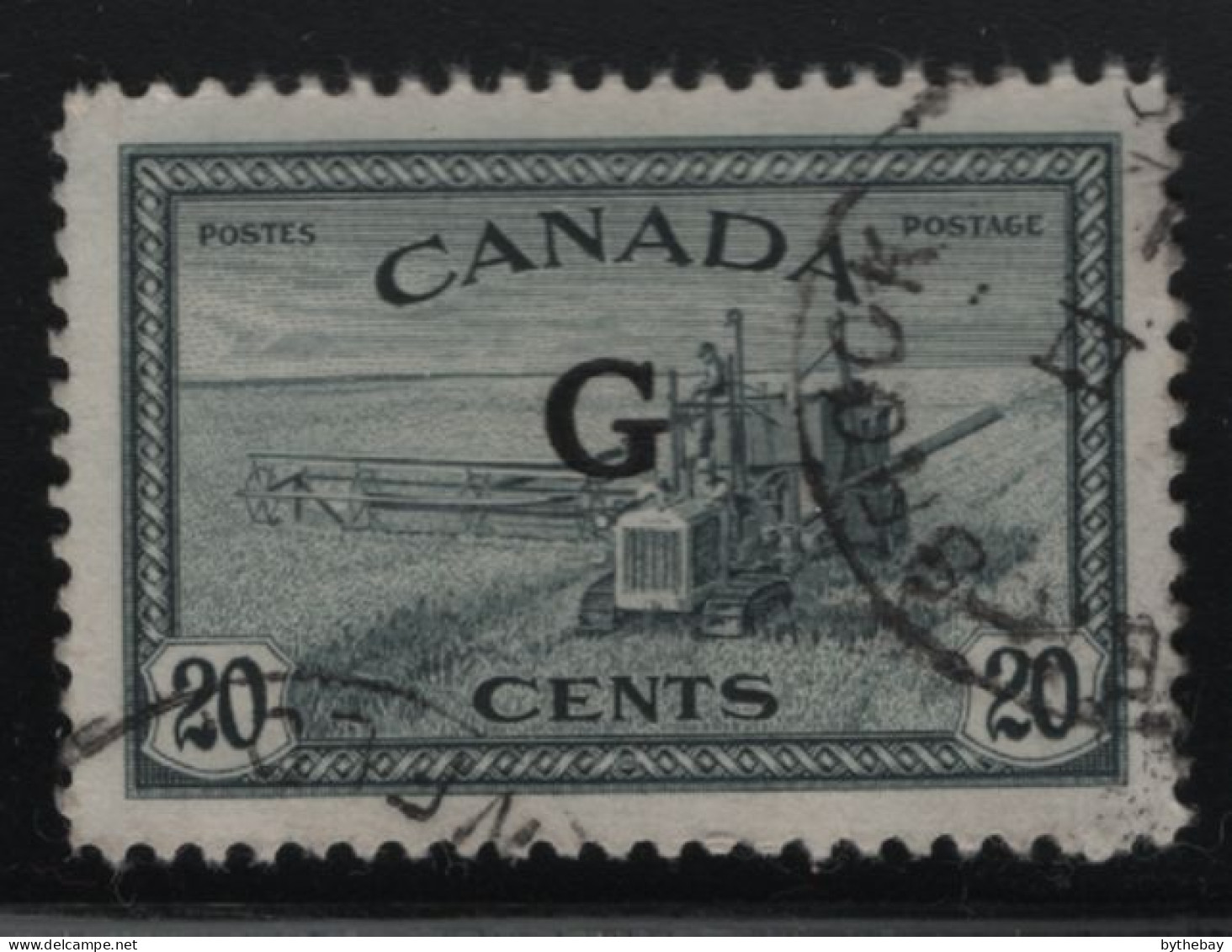 Canada 1950-51 Used Sc O23 20c Combine G Overprint Variety - Surchargés