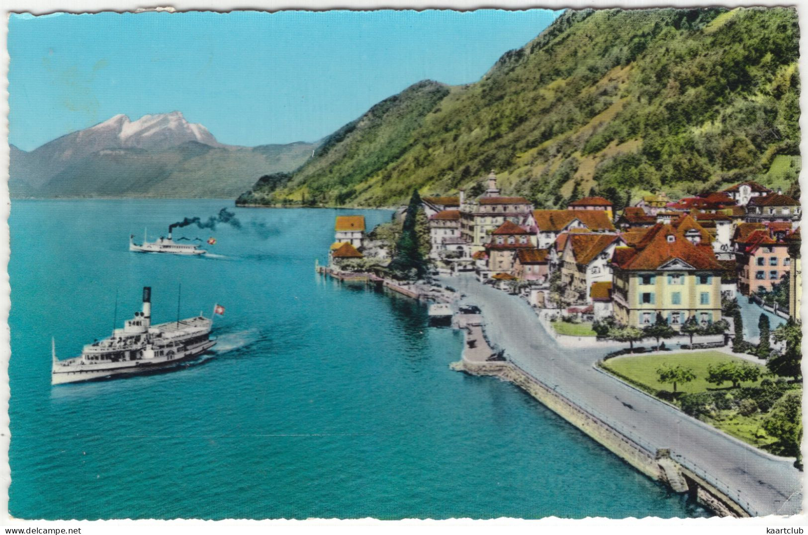 Gersau Am Vierwaldstättersee Mit Pilatus - (Schweiz/Suisse/Switzerland) - 1967 - Dampfer - Gersau