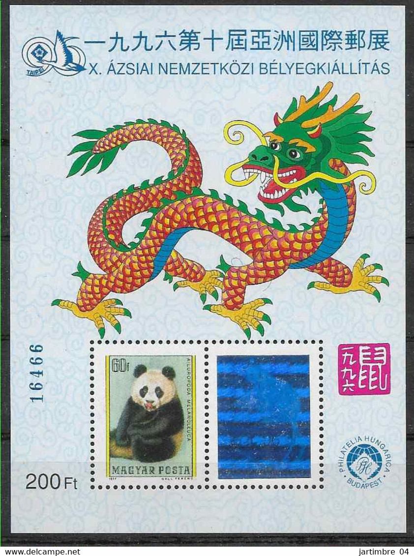 1996 HONGRIE Bloc Exposition ** Panda, Année Du Rat - Essais, épreuves & Réimpressions