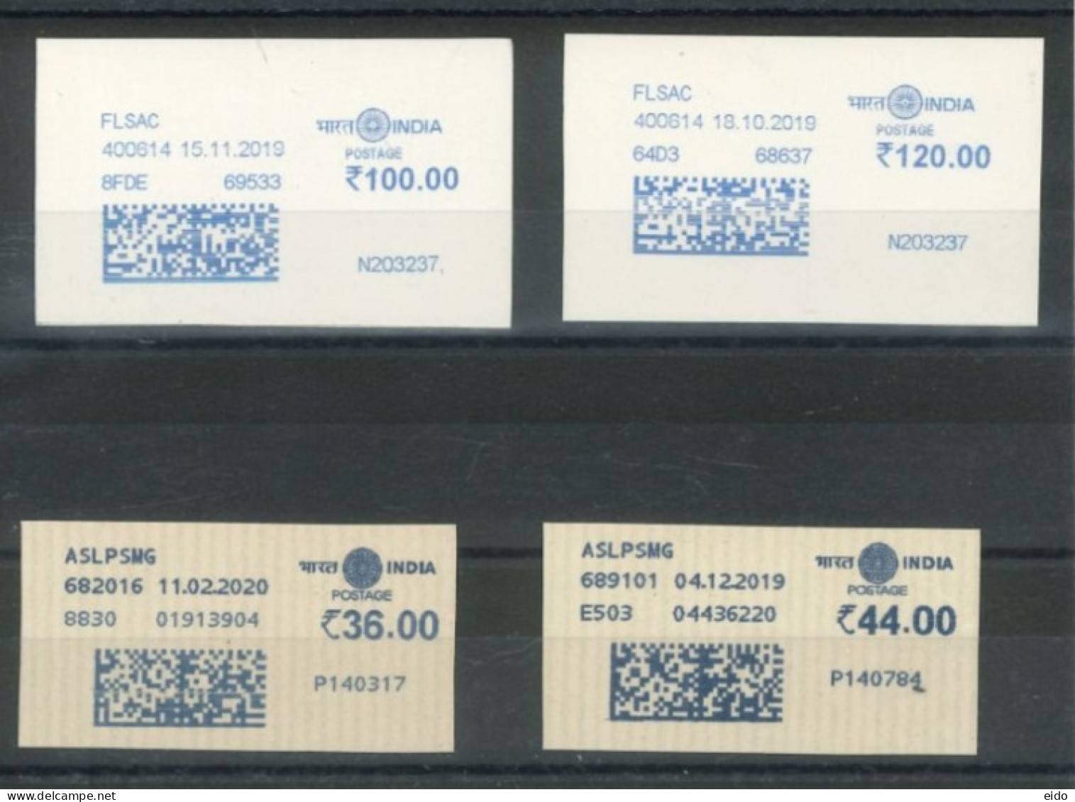INDIA  - SELECTION OF POSTAL FRANKING MACHINE COVERS LABELS. - Oblitérés