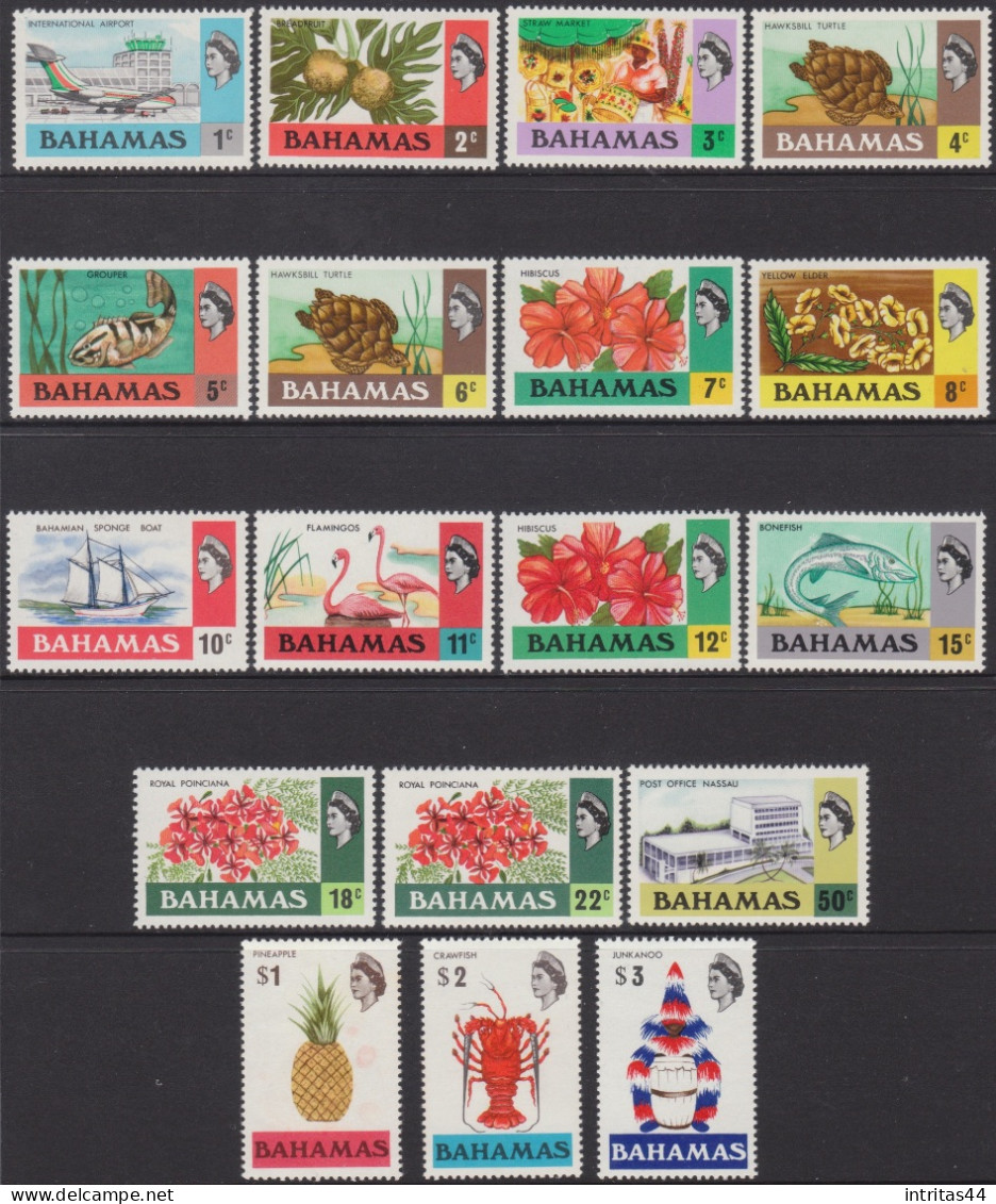 BAHAMAS 1971 "QUEEN ELIZABETH II AND PICTORIALS "  SET OF (18) MNH - 1963-1973 Ministerial Government