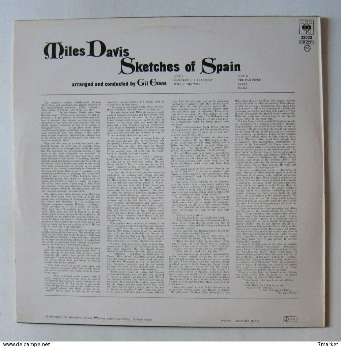 LP/ Miles Davis - Sketches Of Spain /  CBS - Jazz