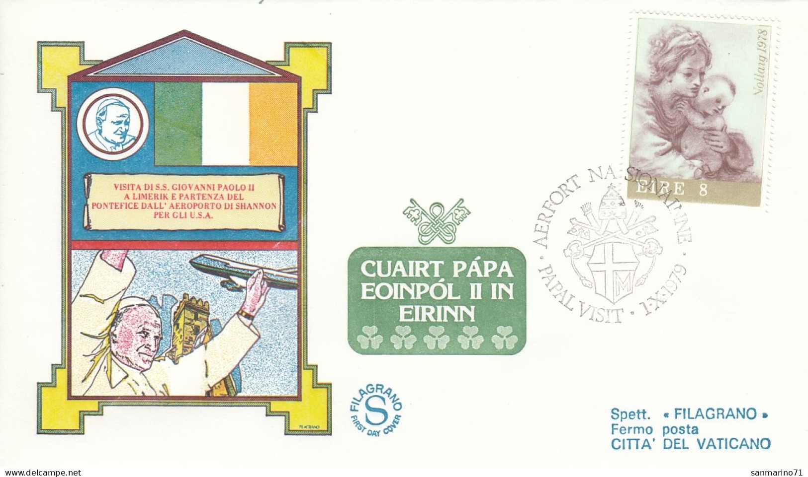 IRELAND Cover 2-23,popes Travel 1979 - Covers & Documents