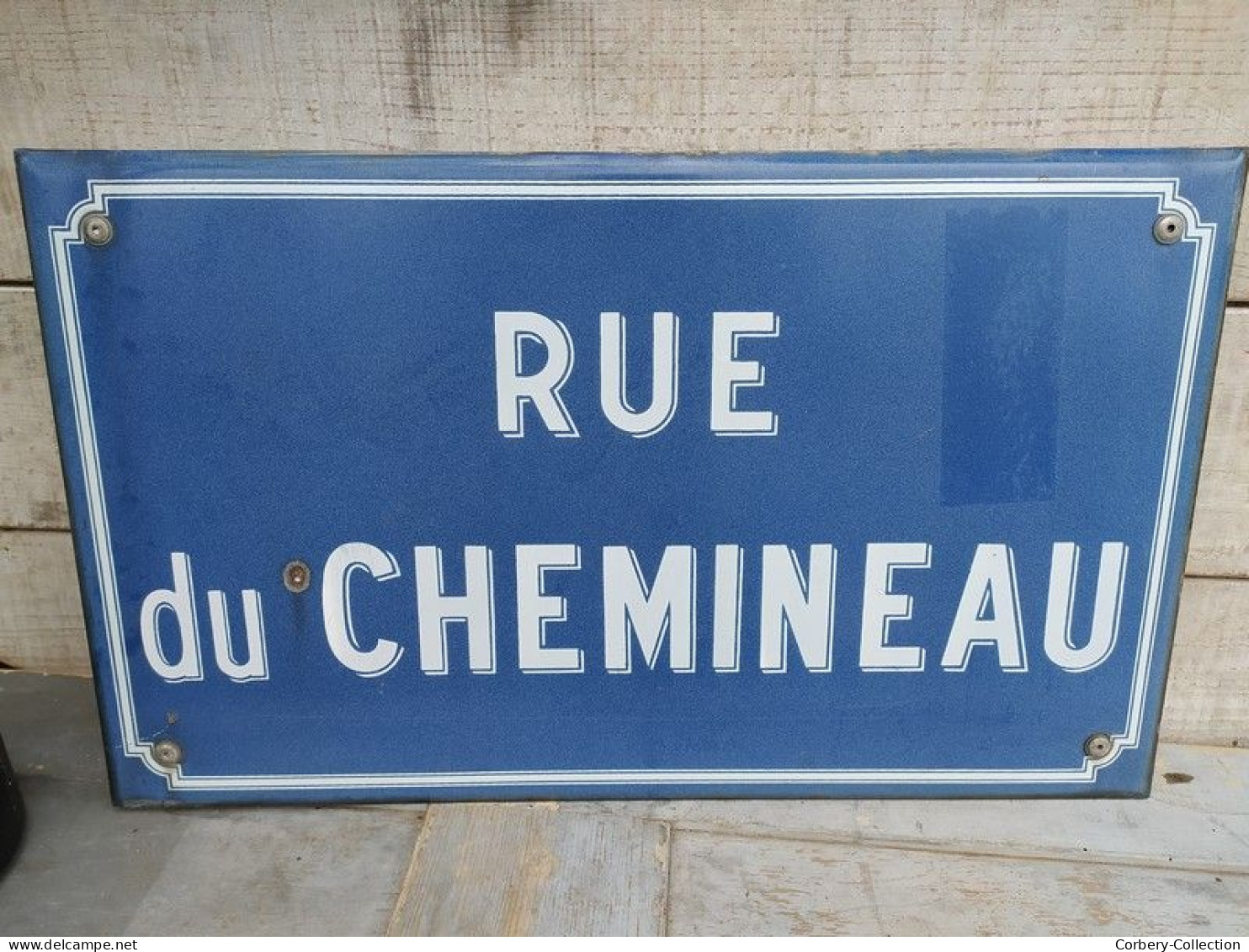 Ancienne Plaque De Rue Émaillée RUE DU CHEMINEAU / Train SNCF Chemin De Fer. - Targhe Smaltate (a Partire Dal 1961)