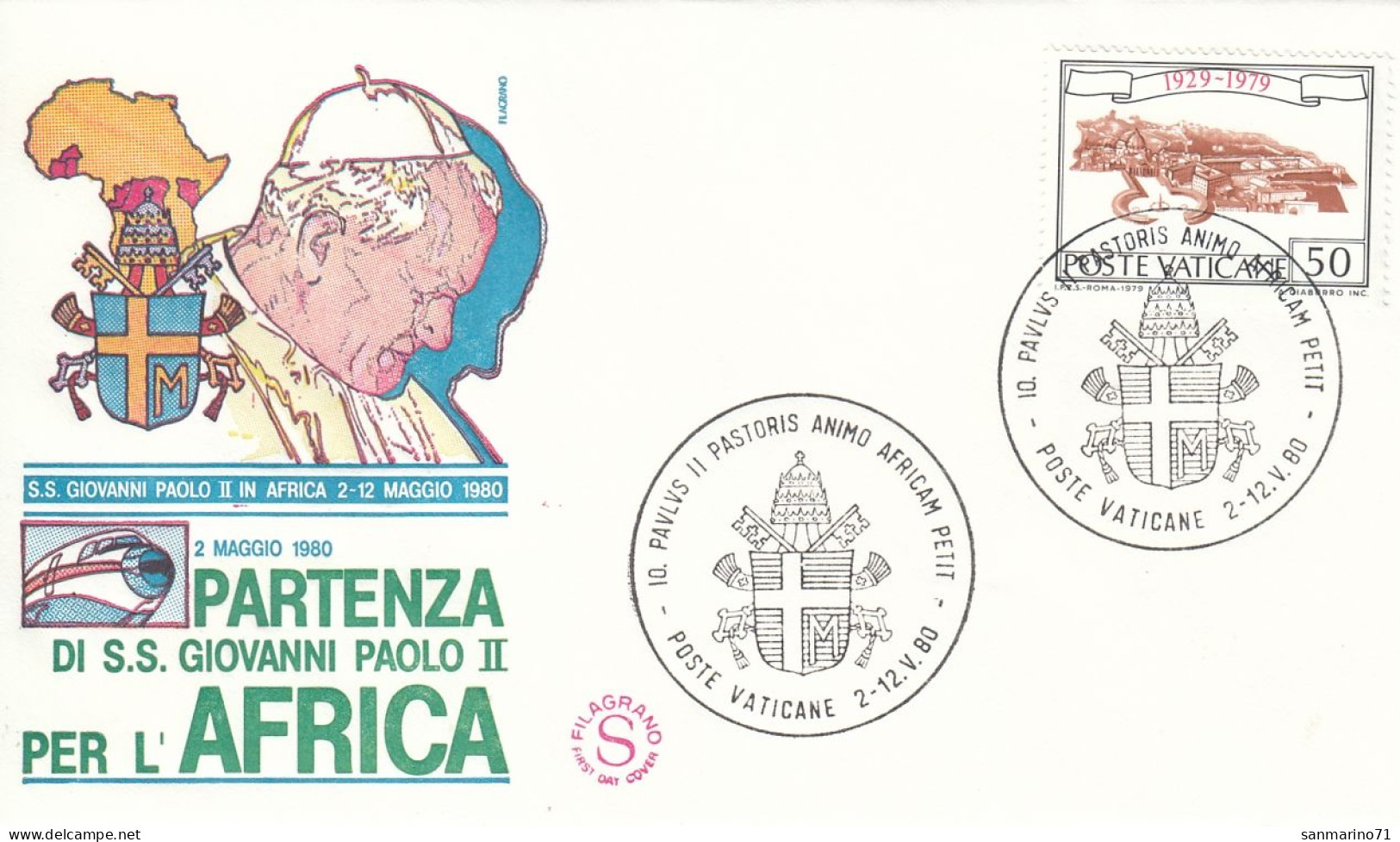 VATICAN Cover 2-46,popes Travel 1980 - Briefe U. Dokumente