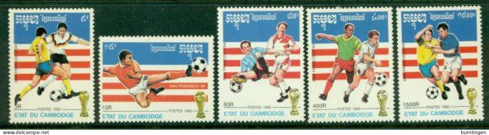 CAMBODIA 1992 Mi 1279-83** FIFA World Cup, USA [B91] - 1994 – Estados Unidos