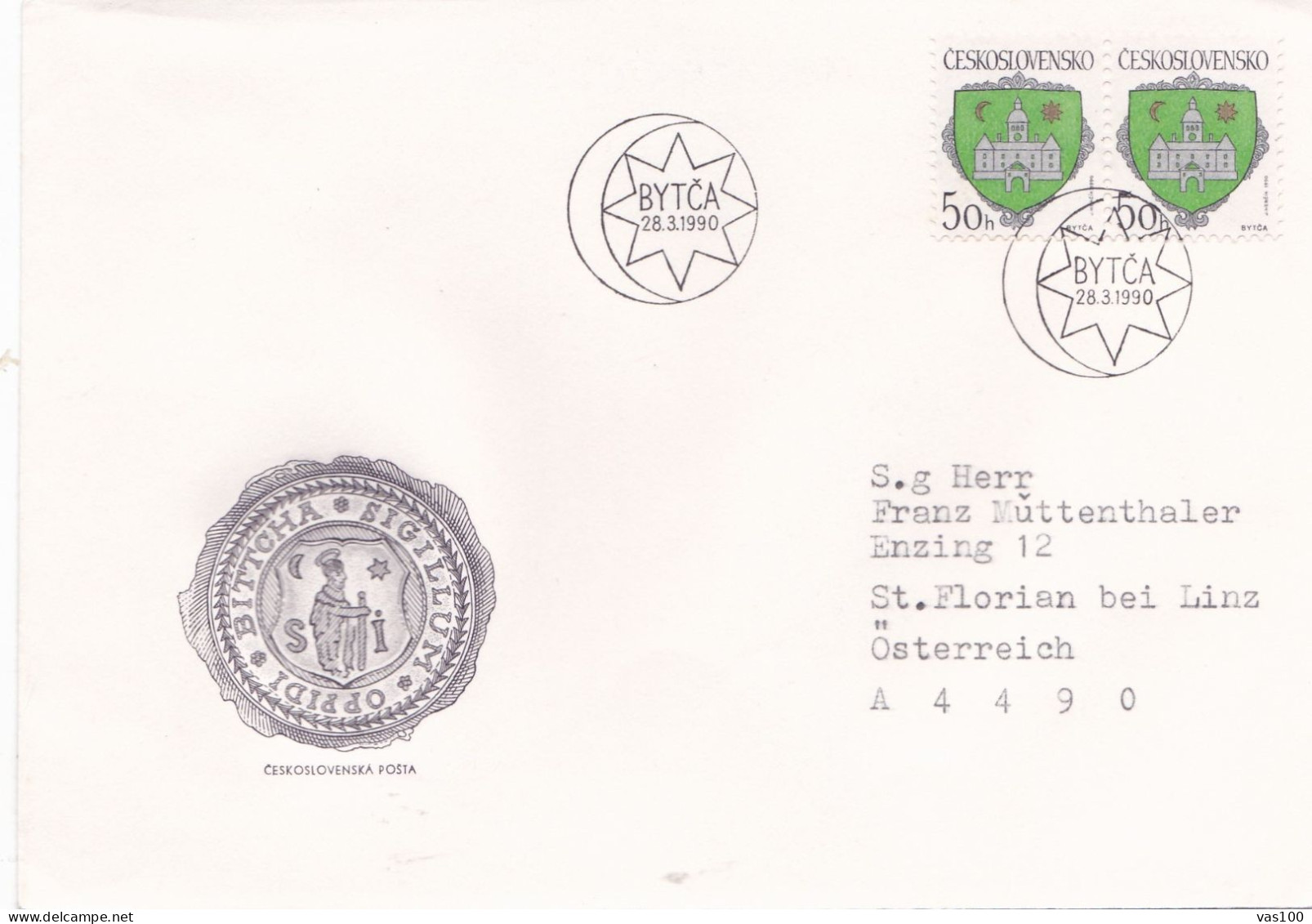 DEFINITIVES 3 COVERS  CIRCULATED 1990  Tchécoslovaquie - Briefe U. Dokumente