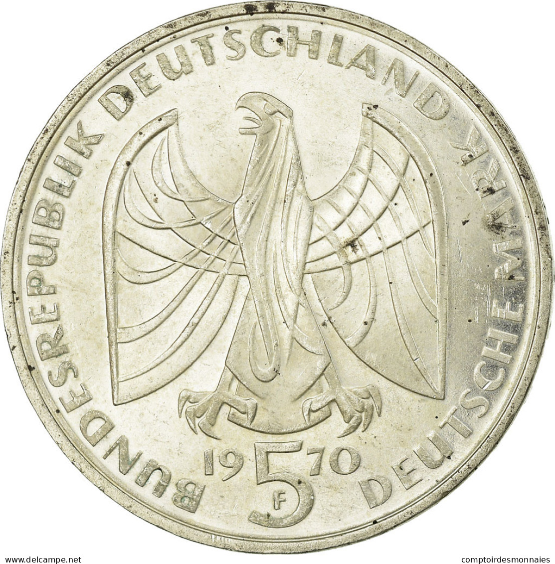 Monnaie, République Fédérale Allemande, 5 Mark, 1970, Stuttgart, Germany - 5 Marchi