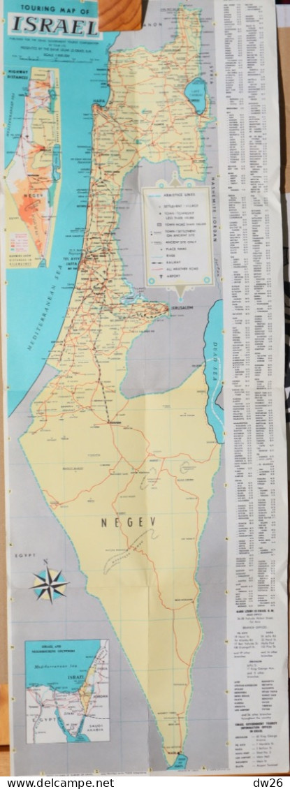 Touring Map Of Israël - Carte Touristique Cartonnée 1964 En Anglais - Strassenkarten