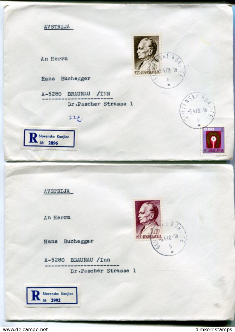 YUGOSLAVIA 1967-68 Five Registered Covers With Tito Definitives.. - Brieven En Documenten