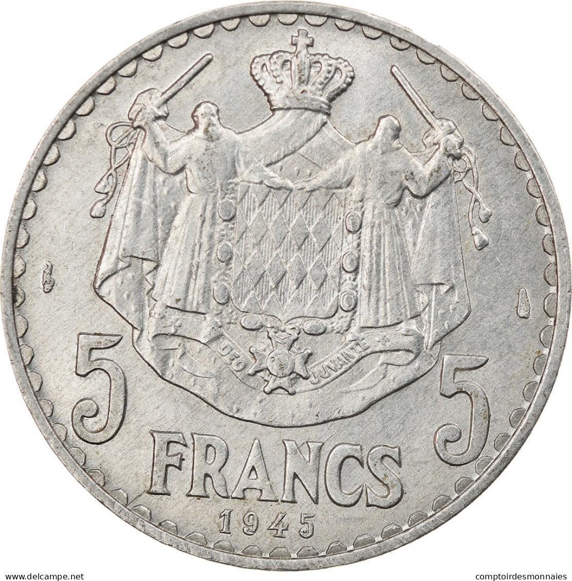 Monnaie, Monaco, Louis II, 5 Francs, 1945, Paris, TTB+, Aluminium, KM:122 - 1922-1949 Louis II