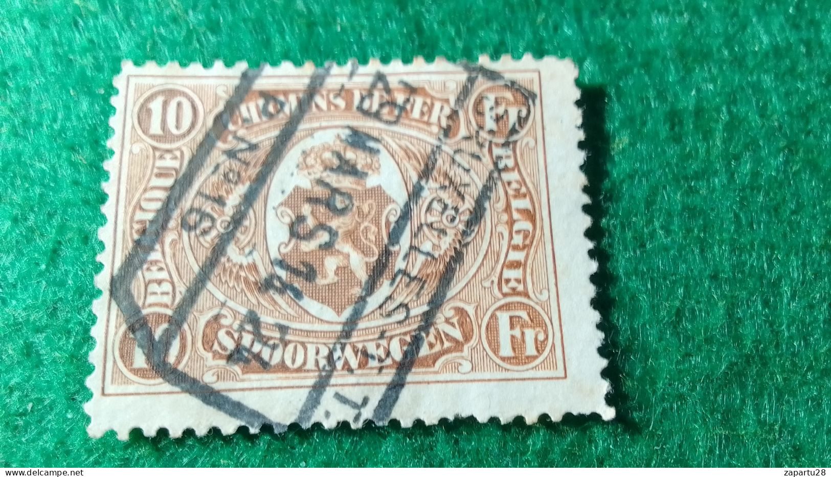 BELÇİKA-   DEMİRYOLU PAKET  POSTASI --1915-22-   10 FR.   DAMGALI - Used