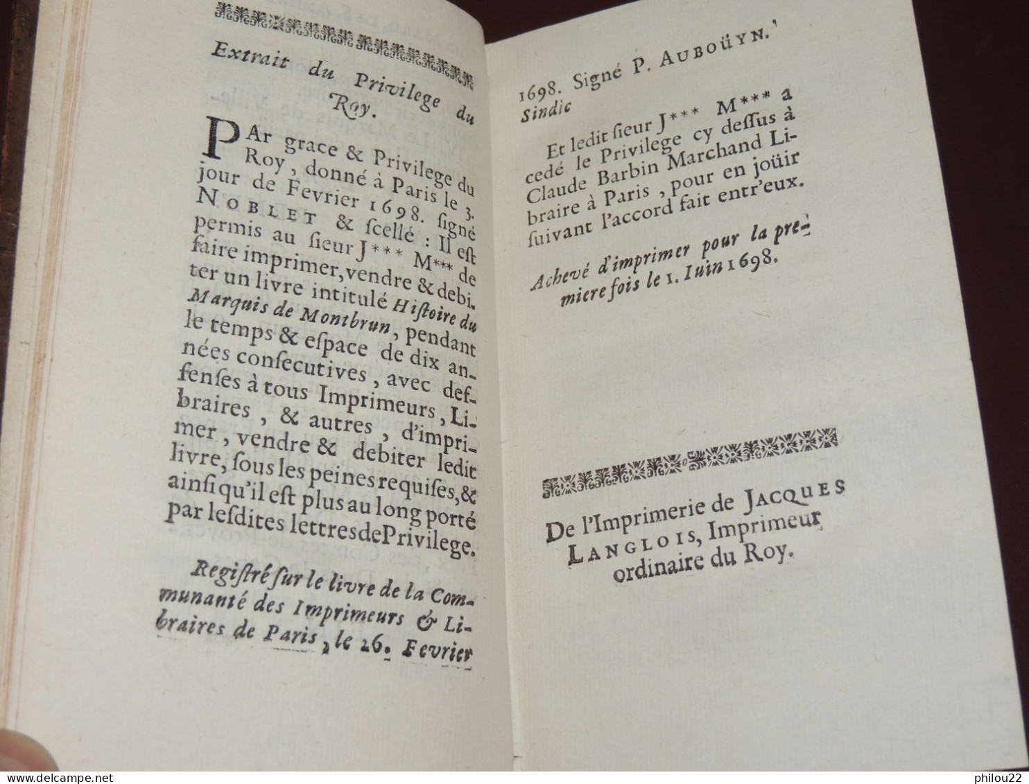 [Dom Joseph MERVESIN] - Histoire Du Marquis De Saint-André Montbrun - E.O. 1698 - Bis 1700