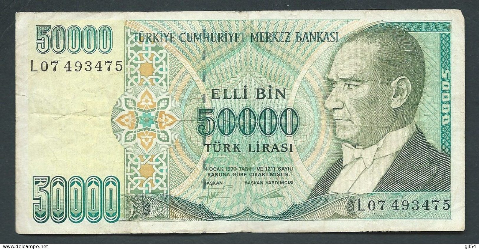 Turquie -turkey 50000 Lira  - 14/10 /1970 - L07493475  - Laura 13801 - Türkei