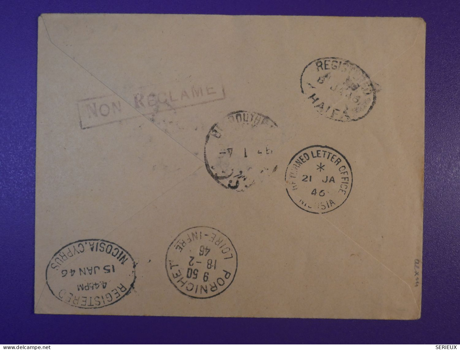 DG5   FRANCE   BELLE LETTRE RARE  1946 PORNICHET A L ILE DE NICOSIA  +AEROPHILATELIE +AFF. INTERESSANT+++ - 1927-1959 Cartas & Documentos