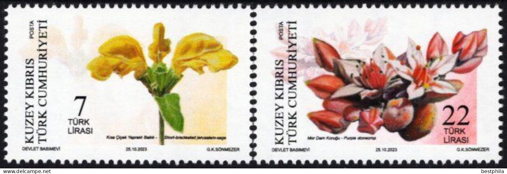 2023 - Türkish Cyprus, Zypren - (Endemic Plants Of Cyprus) ** MNH - Neufs